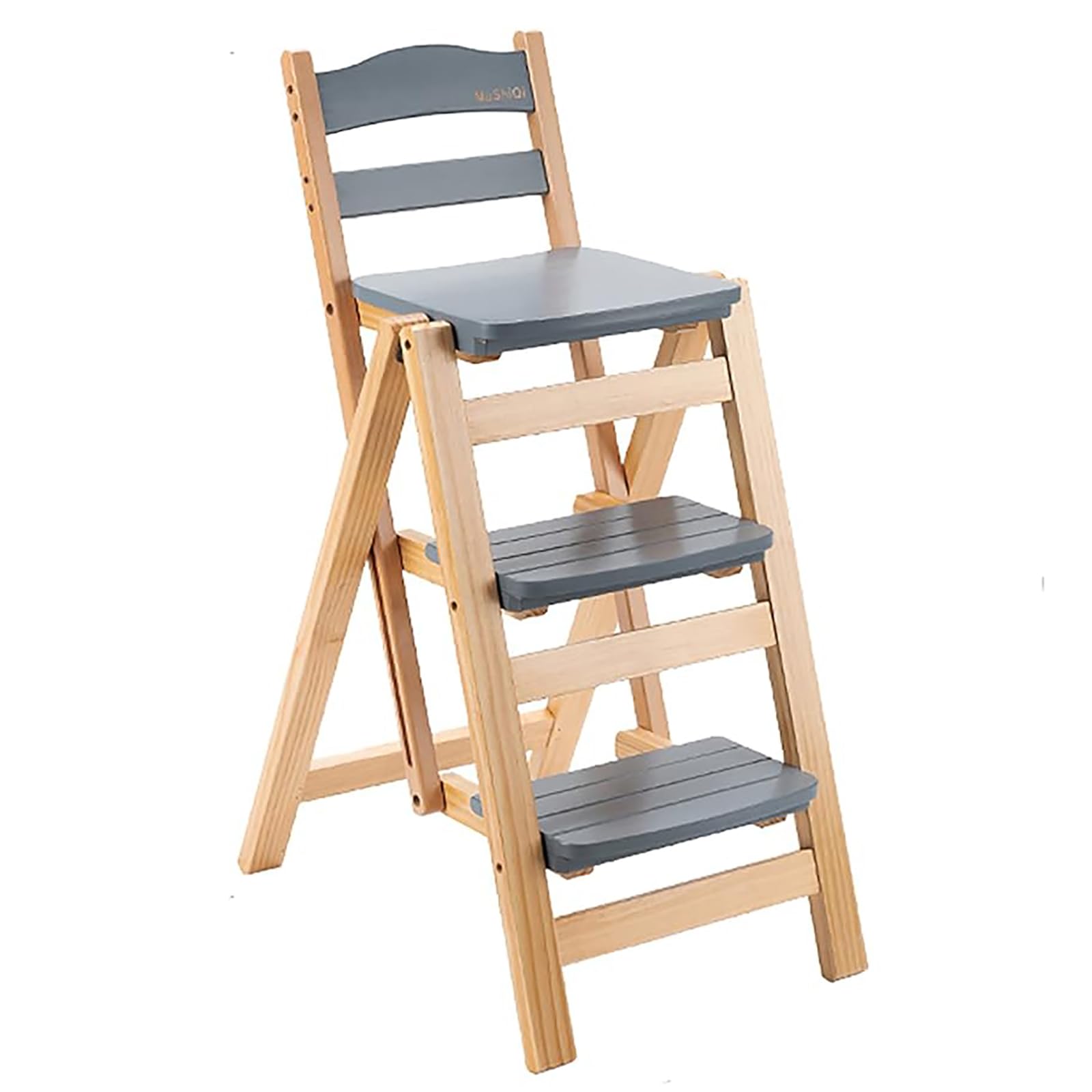 Amazon.com: Folding Bar Stool 3 Step Ladder Stool,Solid Wood